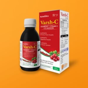 Full Description: Varsh-C® Syrup combines Cranberry, Vitamin C, and D-Mannose to support immune health and urinary tract wellness. A convenient liquid formula for daily nutritional support. Benefits: ✓ Supports immunity ✓ Antioxidant support ✓ Helps maintain urinary health ✓ Easy liquid formula Product Information: Composition: Cranberry + Vitamin C + D-Mannose Dosage Form: Syrup Pack Size: 120ml